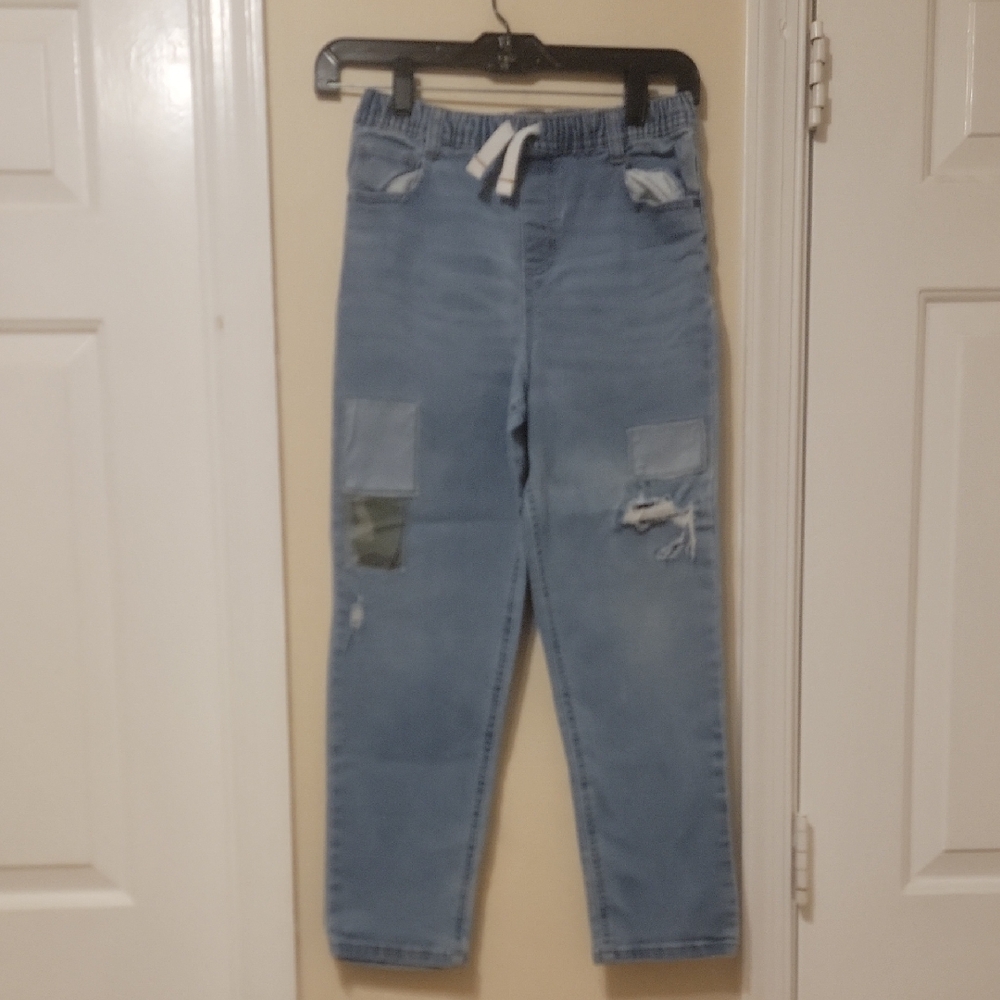 Light Blue Kids Denim Jogger Pants with Drawstring